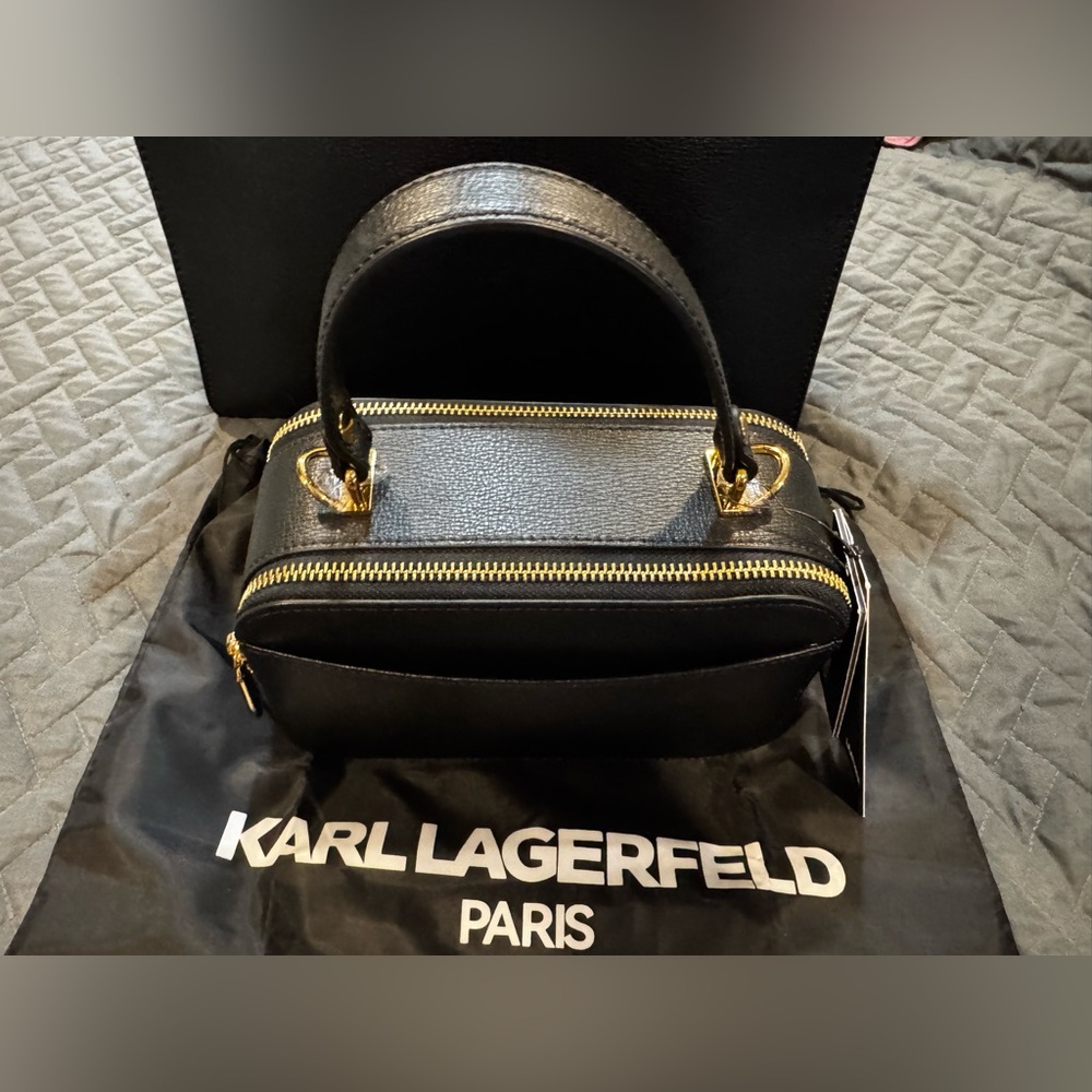 Karl Lagerfeld Black and Gold Handbag - Picture 2 of 6